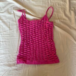 Vintage Woman’s Stretch Hot Pink Cutout Top Size Small
